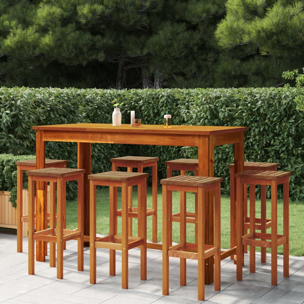 Bar Stools 8 pcs Solid Wood Acacia - Style and Chic