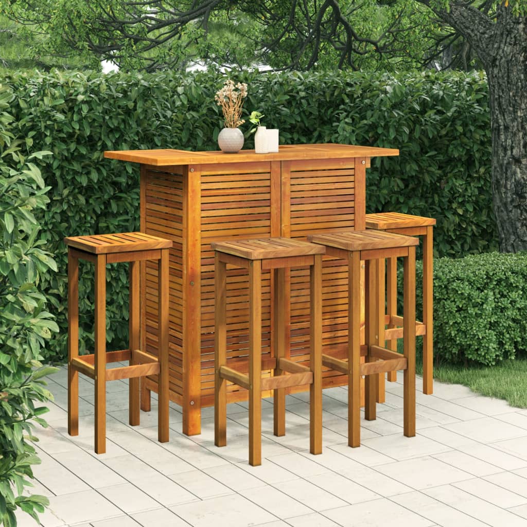 5 Piece Garden Bar Set Solid Wood Acacia - Merkel Designers