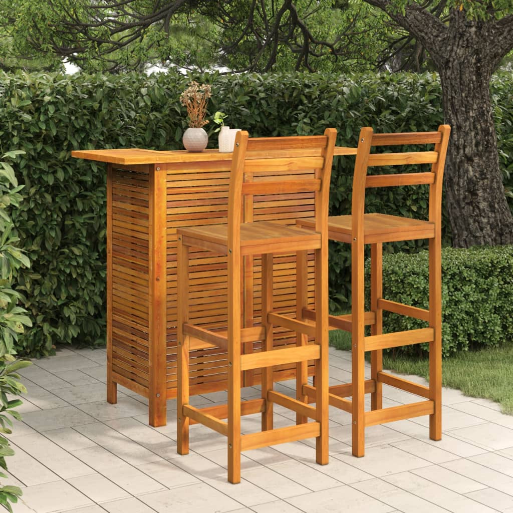 3 Piece Garden Bar Set Solid Wood Acacia - Style and Chic