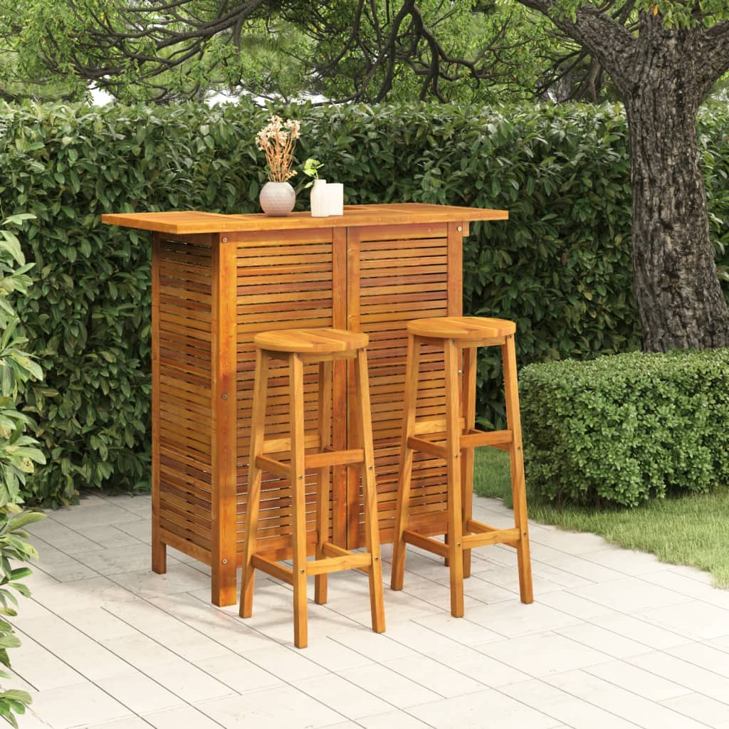 3 Piece Garden Bar Set Solid Wood Acacia - Direct Imports