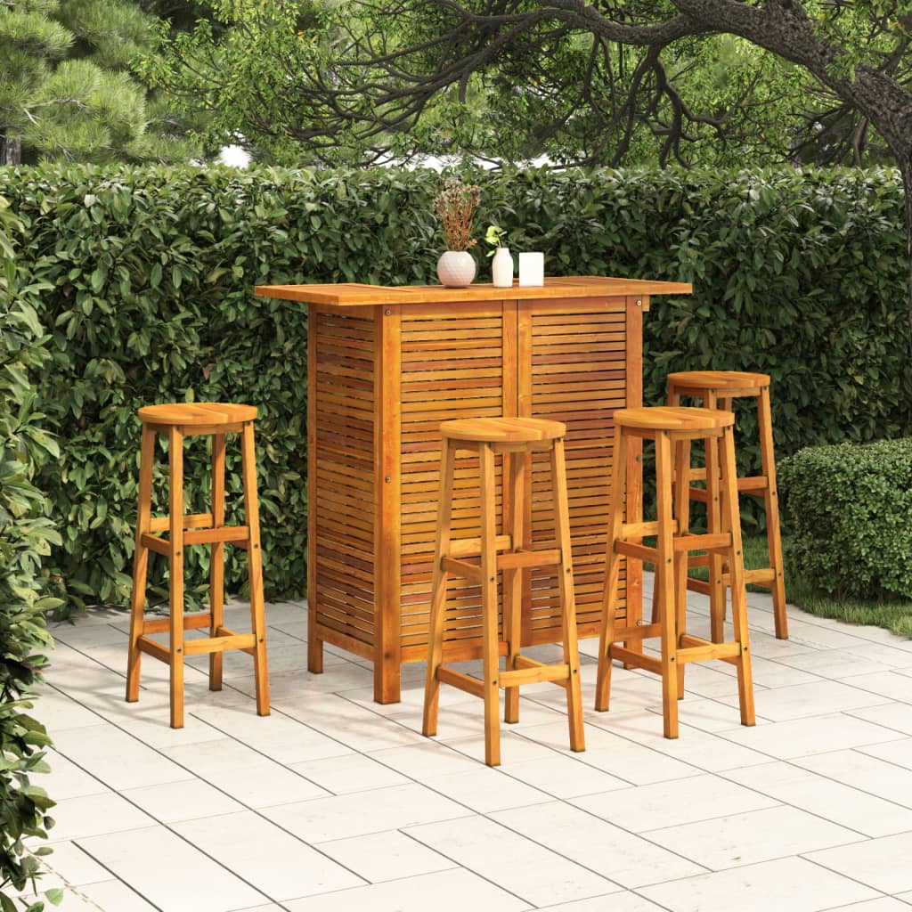 5 Piece Garden Bar Set Solid Wood Acacia - Discount Dealers