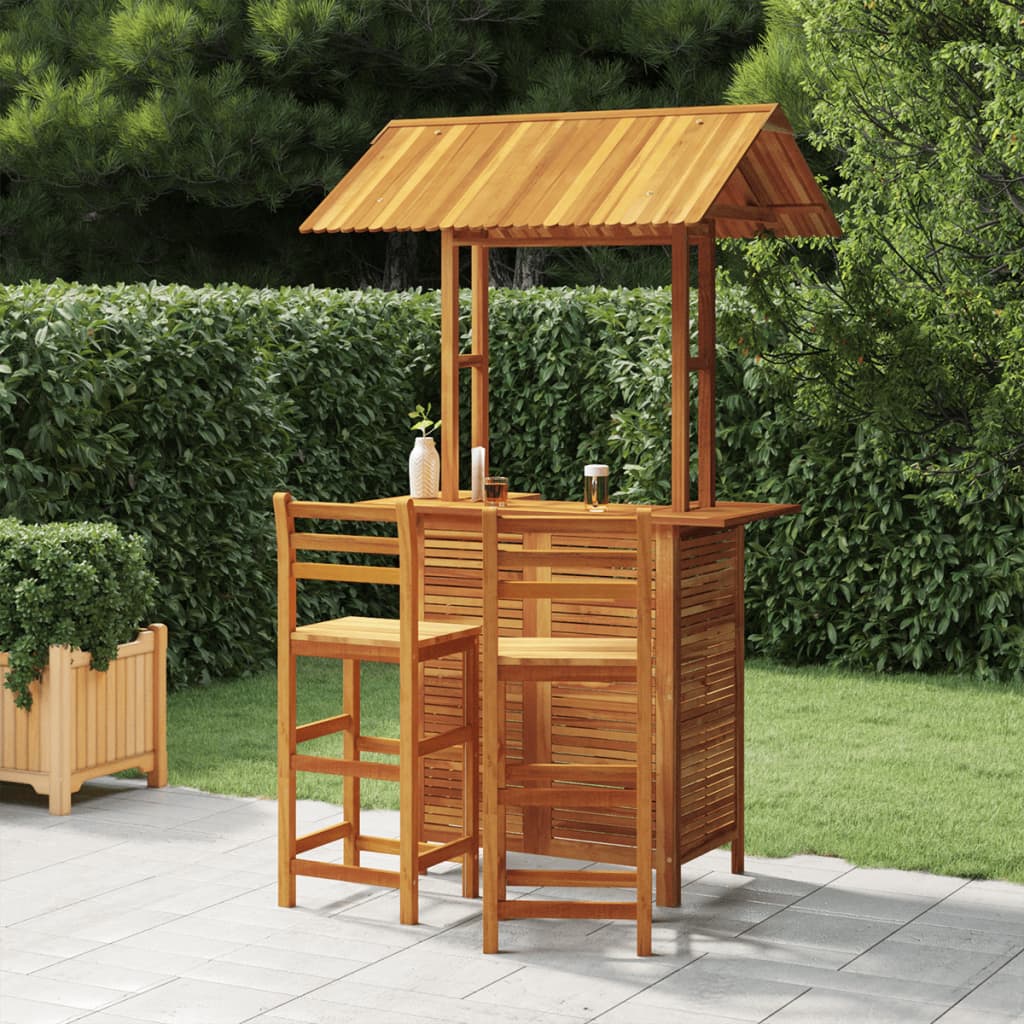3 Piece Garden Bar Set Solid Wood Acacia - Sid & Sam