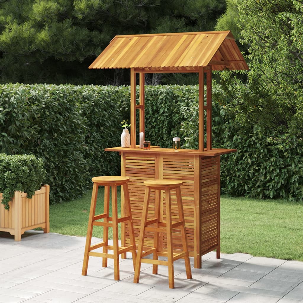 3 Piece Garden Bar Set Solid Wood Acacia - The Home Maker