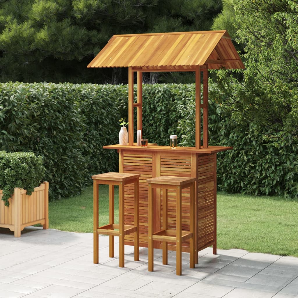 3 Piece Garden Bar Set Solid Wood Acacia - Design Hut