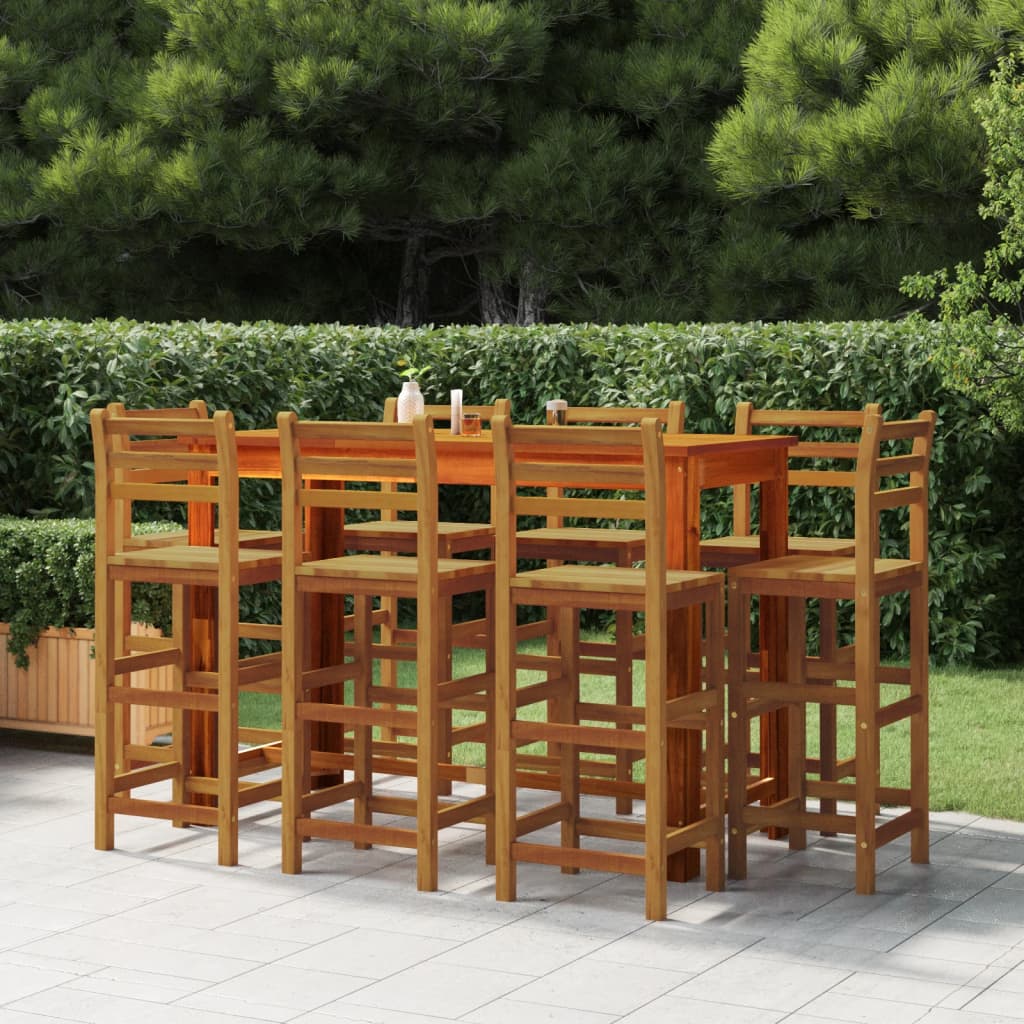 9 Piece Garden Bar Set Solid Wood Acacia - Decor Base