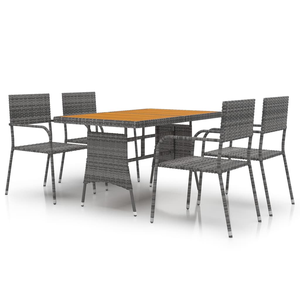 5 Piece Outdoor Dining Set Poly Rattan Grey - Sid & Sam