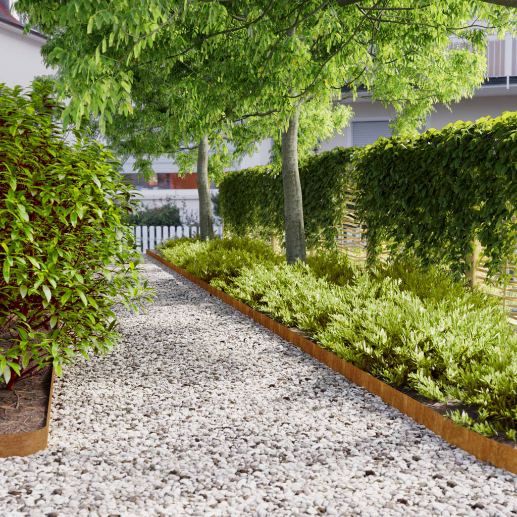 Lawn Edgings 50 pcs 10x103 cm Flexible Corten steel - Charlotte Dunes