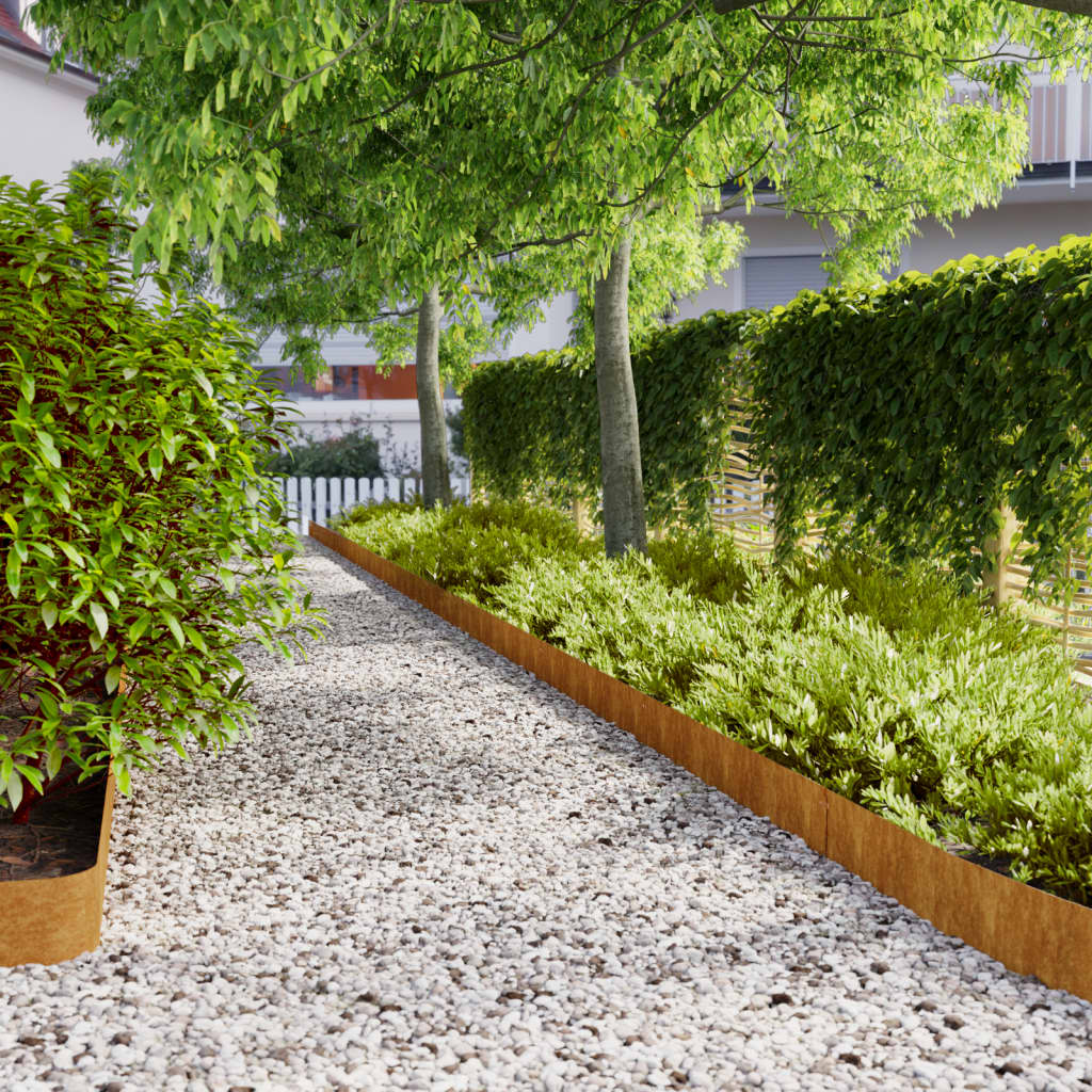 Lawn Edgings 10 pcs 15x103 cm Flexible Corten steel - Charlotte Dunes