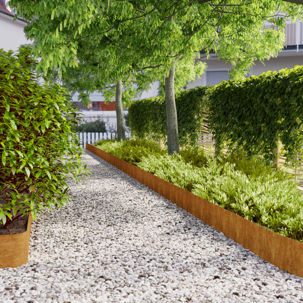 Lawn Edgings 10 pcs 20x103 cm Flexible Corten steel - Charlotte Dunes