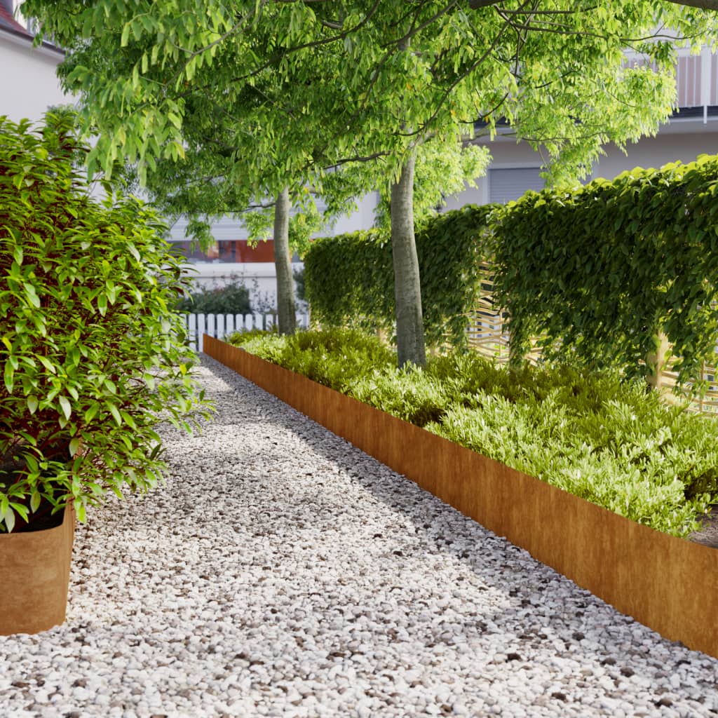 Lawn Edgings 10 pcs 25x103 cm Flexible Corten steel - Charlotte Dunes