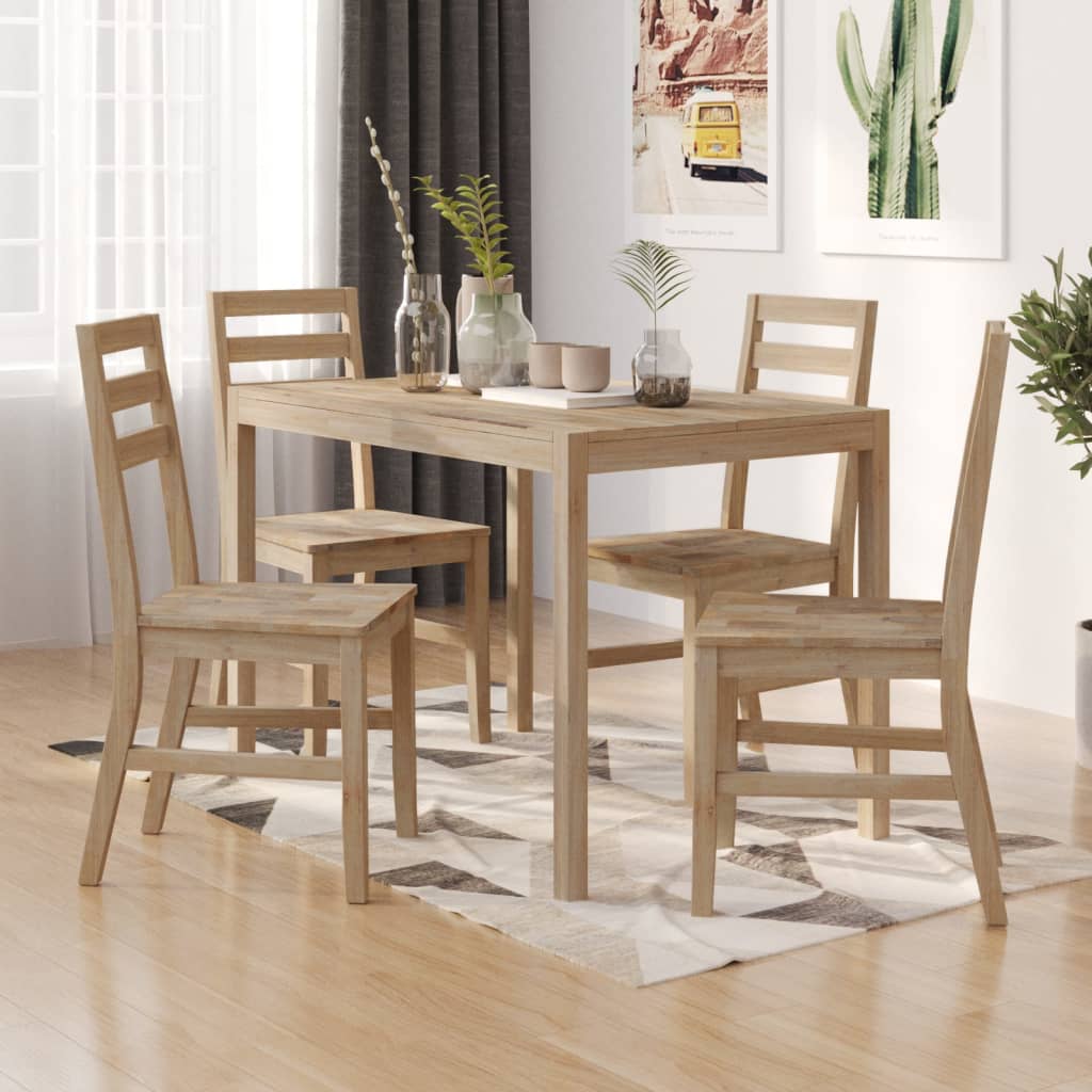 5 Piece Dining Set Solid Wood Acacia - Sid & Sam