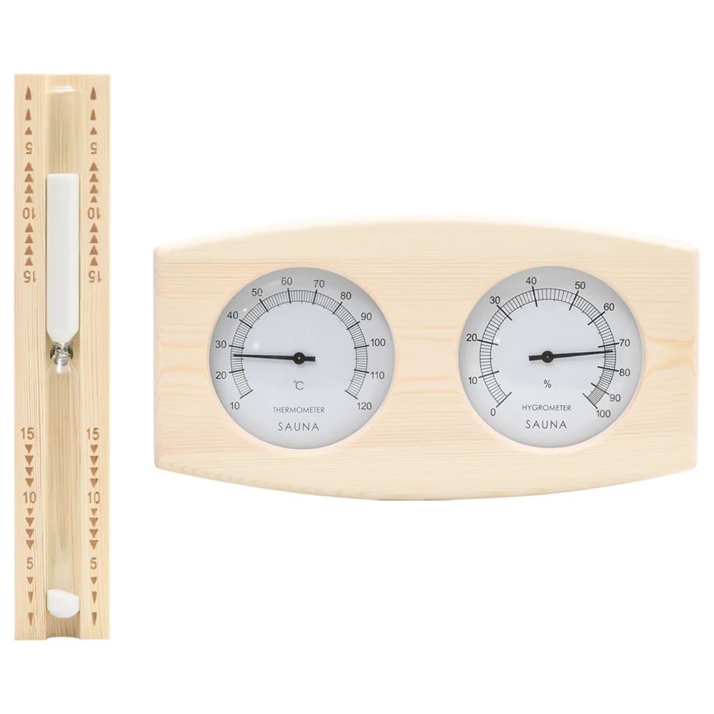 2 in 1 Sauna Hygrothermograph and Sand Timer Set Solid Wood Pine - Unbeatable Bargains