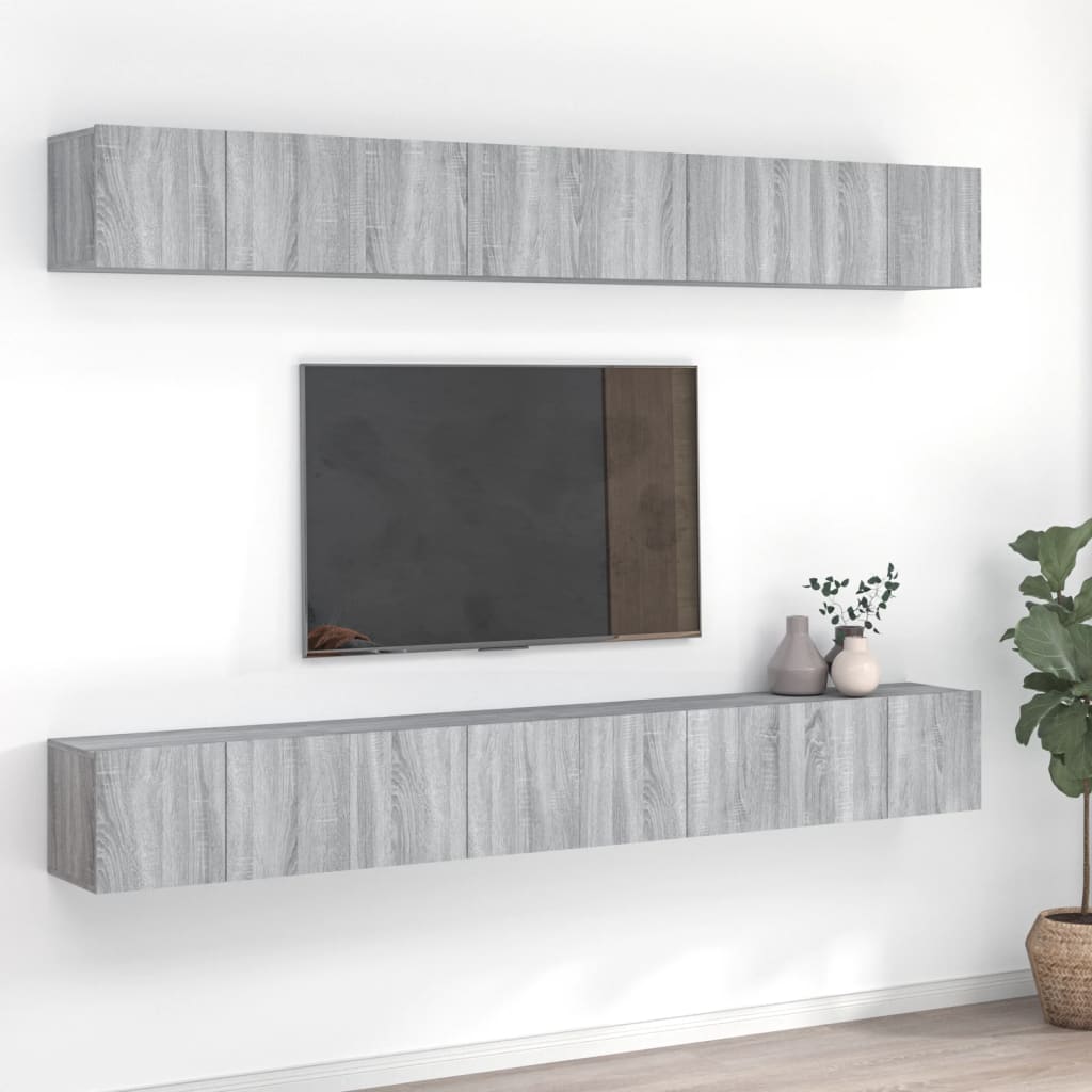 TV Cabinets 8 Pieces Grey Sonoma 60x30x30 cm Engineered Wood - Sid & Sam