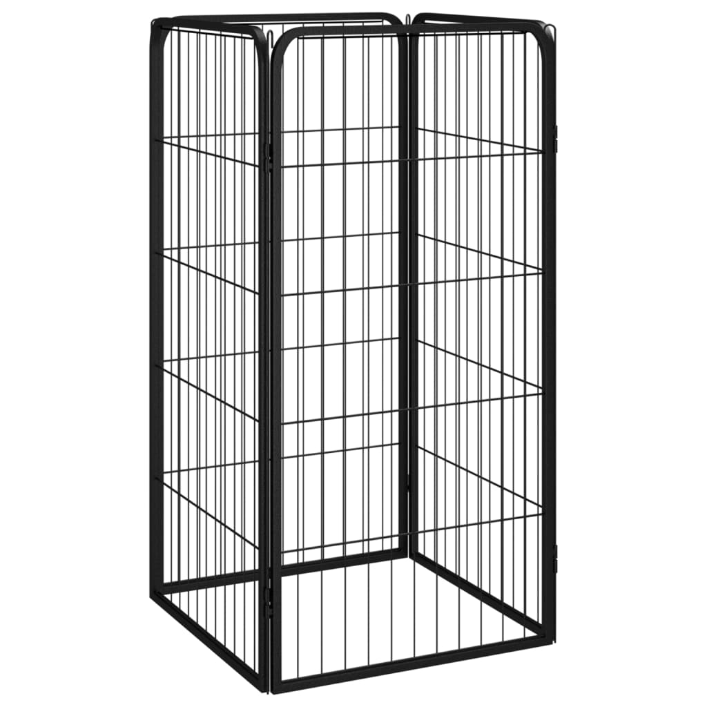 Dog Playpen 4 Panels Black 50x100cm Powder-coated Steel - Brittle & Co