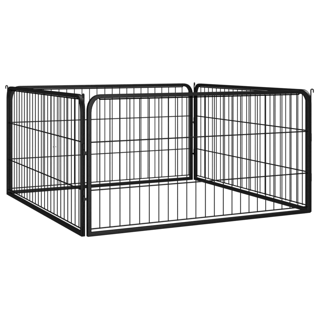 Dog Playpen 4 Panels Black 100x50 cm Powder-coated Steel - Casper Homes