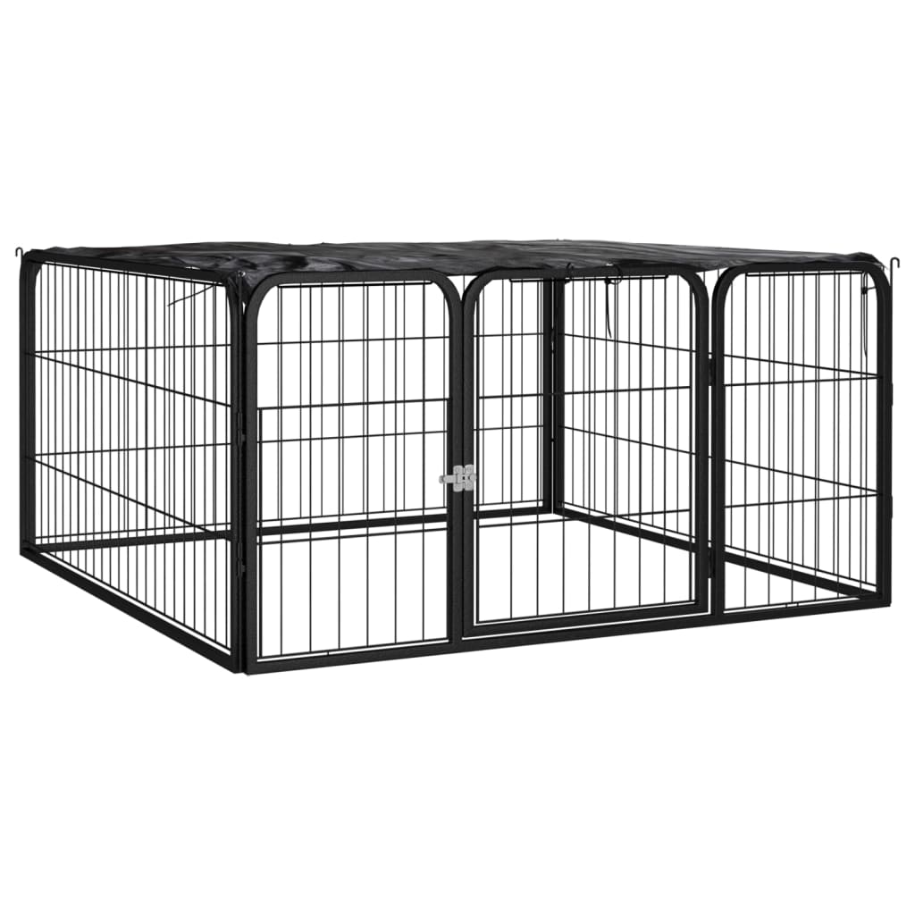 Dog Playpen 4 Panels Black 100x50 cm Powder-coated Steel - R and M Furniture