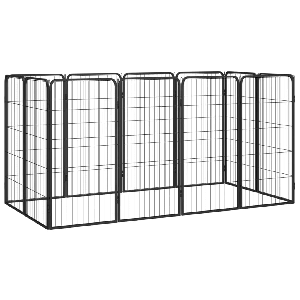 12-Panel Dog Playpen Black 50x100 cm Powder-coated Steel - Unbeatable Bargains