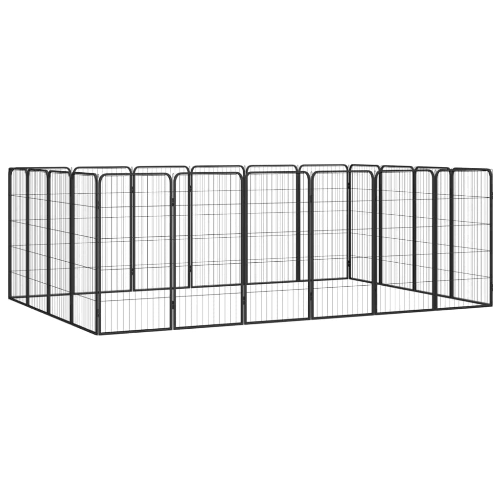 20-Panel Dog Playpen Black 50x100 cm Powder-coated Steel - The Home Maker
