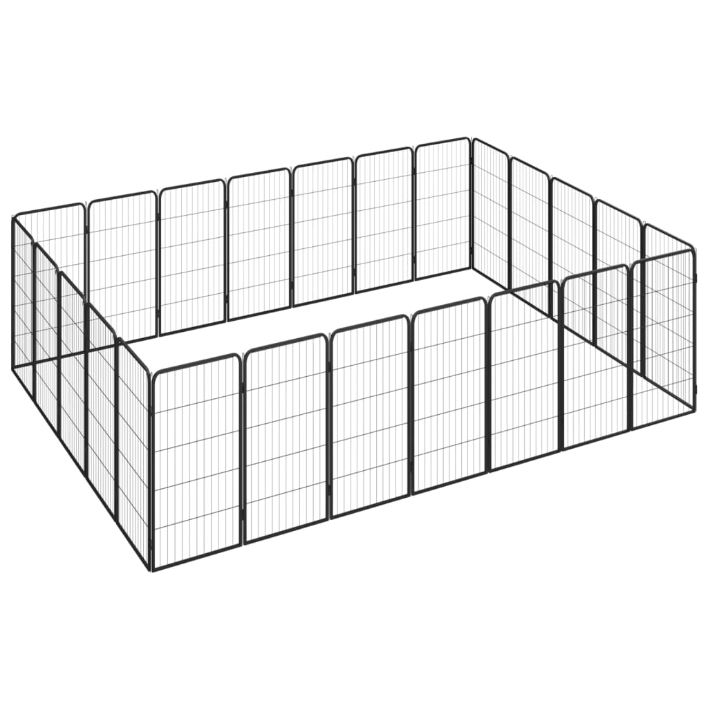 24-Panel Dog Playpen Black 50x100 cm Powder-coated Steel - Merlin Deals