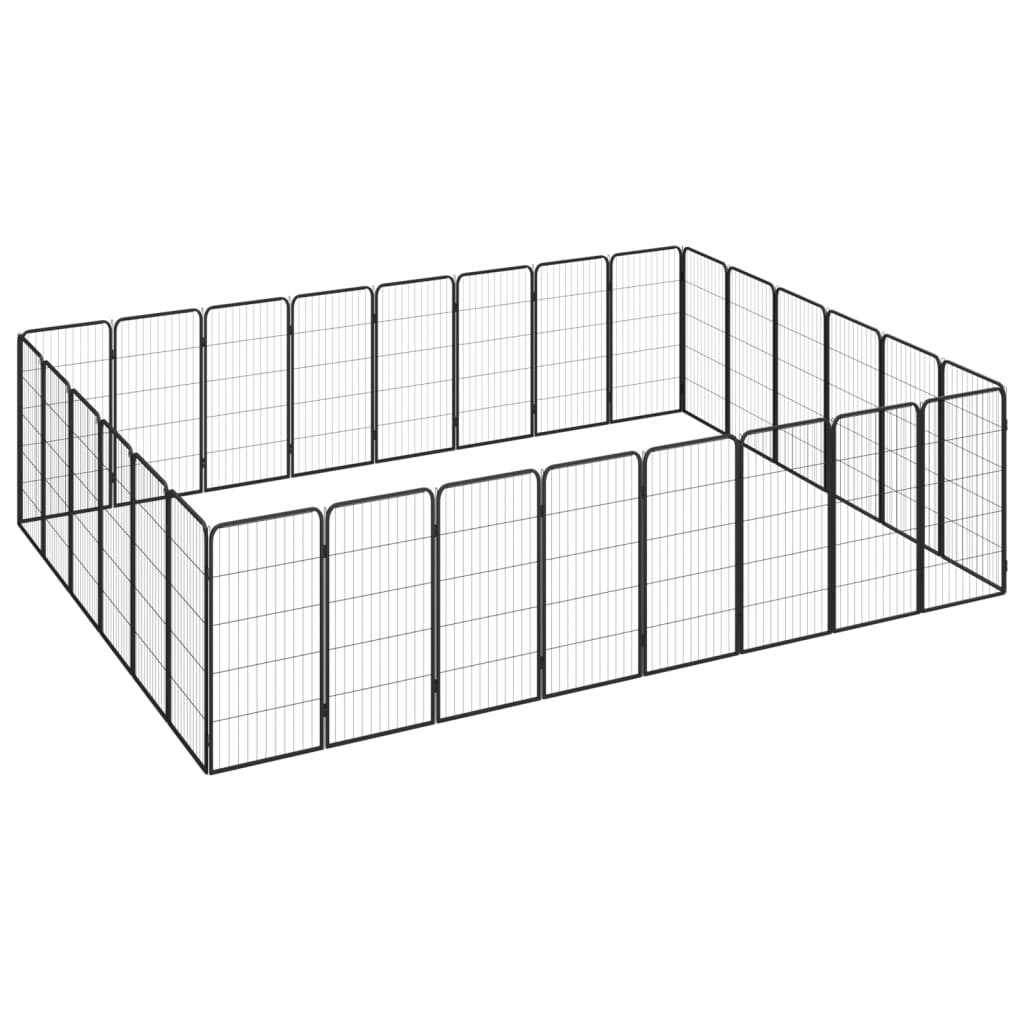 28-Panel Dog Playpen Black 50x100 cm Powder-coated Steel - Brittle & Co