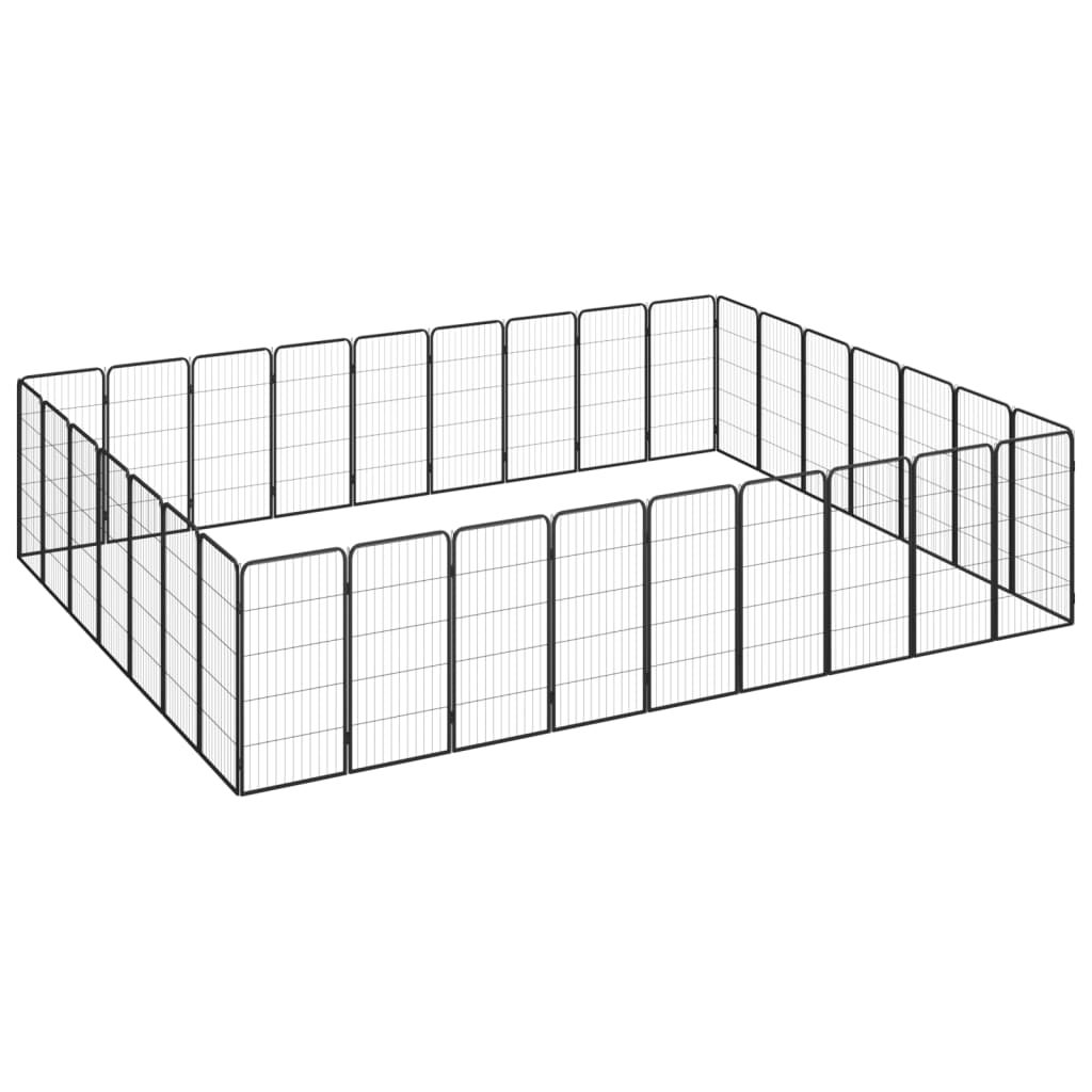 32-Panel Dog Playpen Black 50x100 cm Powder-coated Steel - Style and Chic