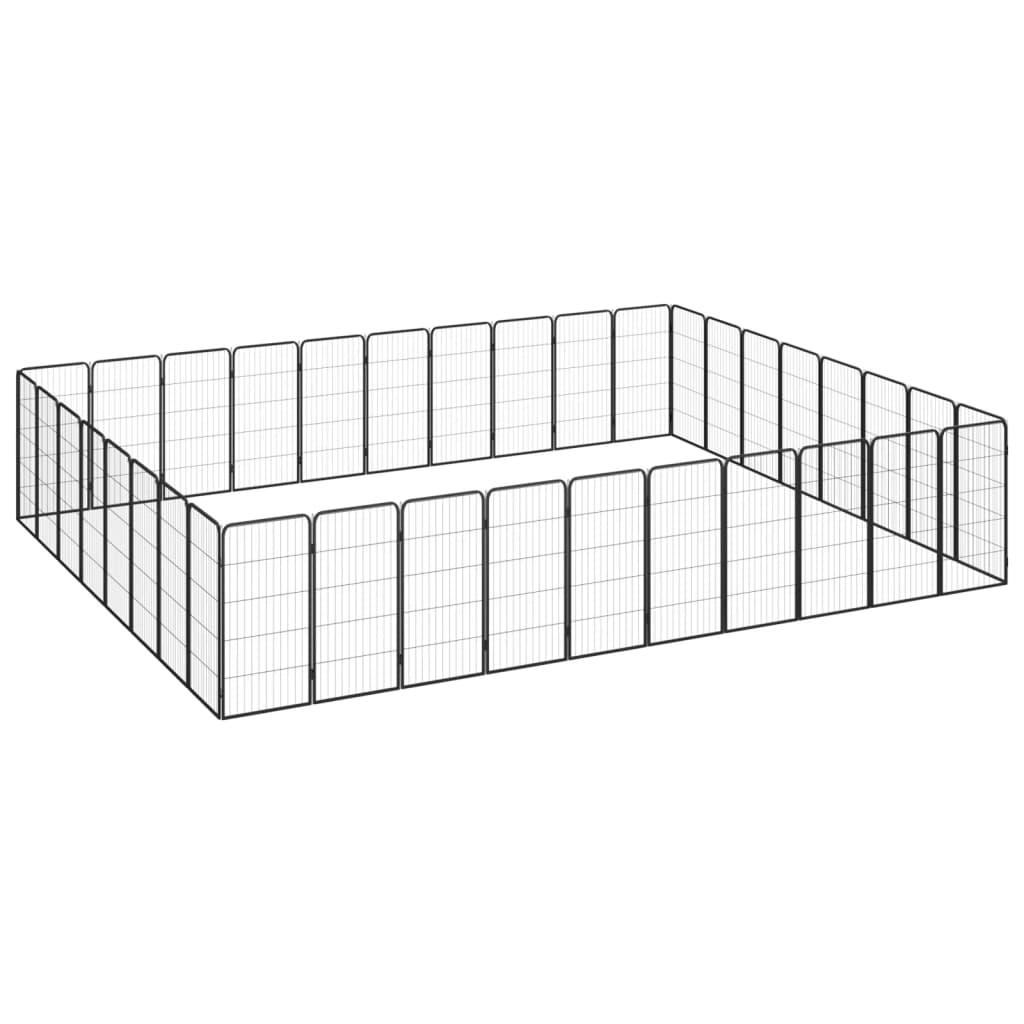 36-Panel Dog Playpen Black 50x100 cm Powder-coated Steel - All Things Good