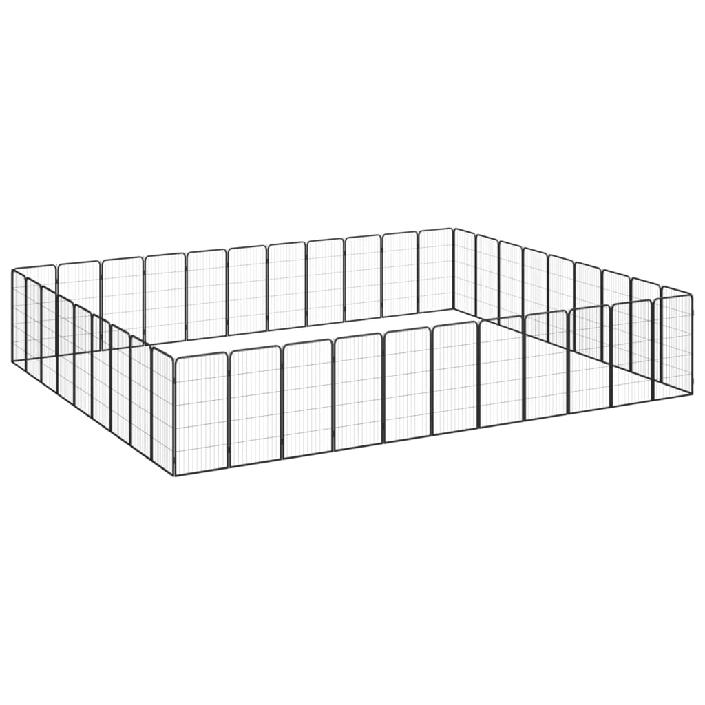 40-Panel Dog Playpen Black 50x100cm Powder-coated Steel - Style and Chic
