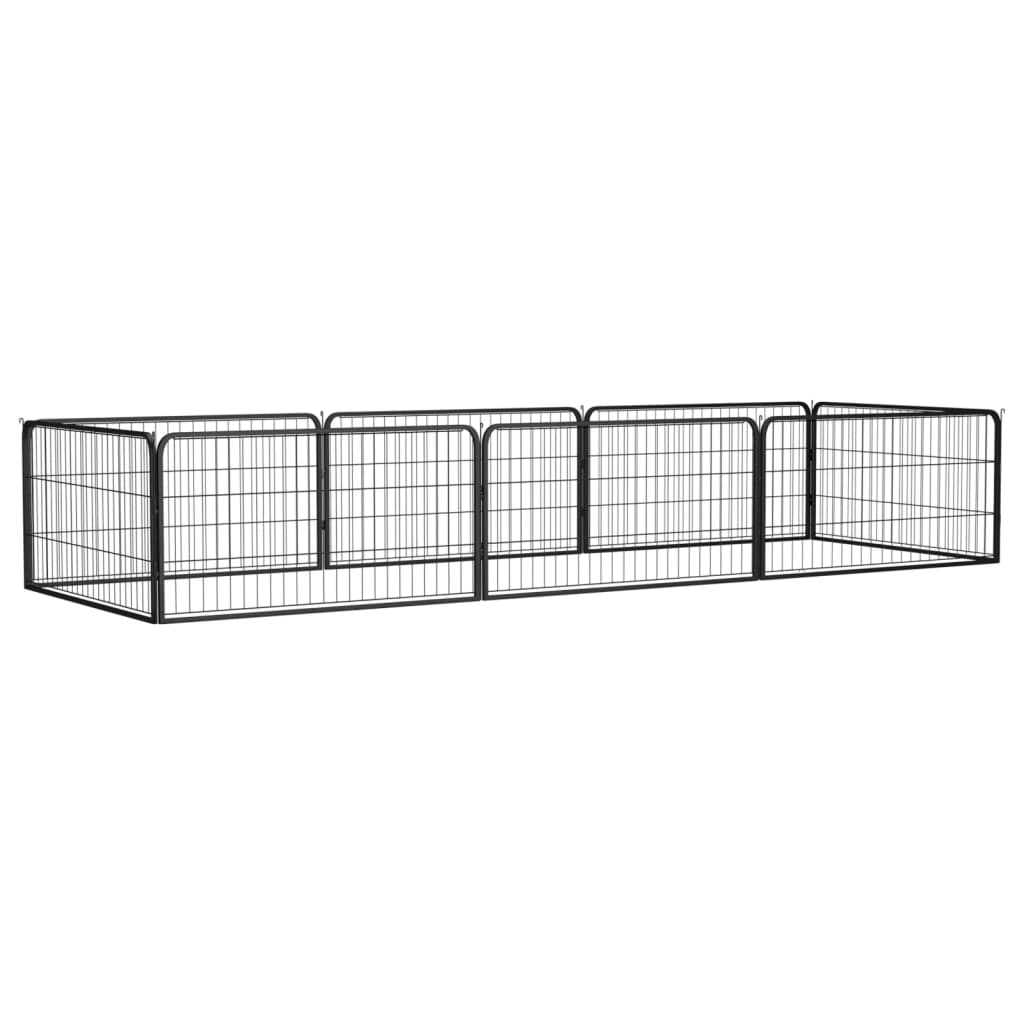 8-Panel Dog Playpen Black 100x50 cm Powder-coated Steel - Unbeatable Bargains