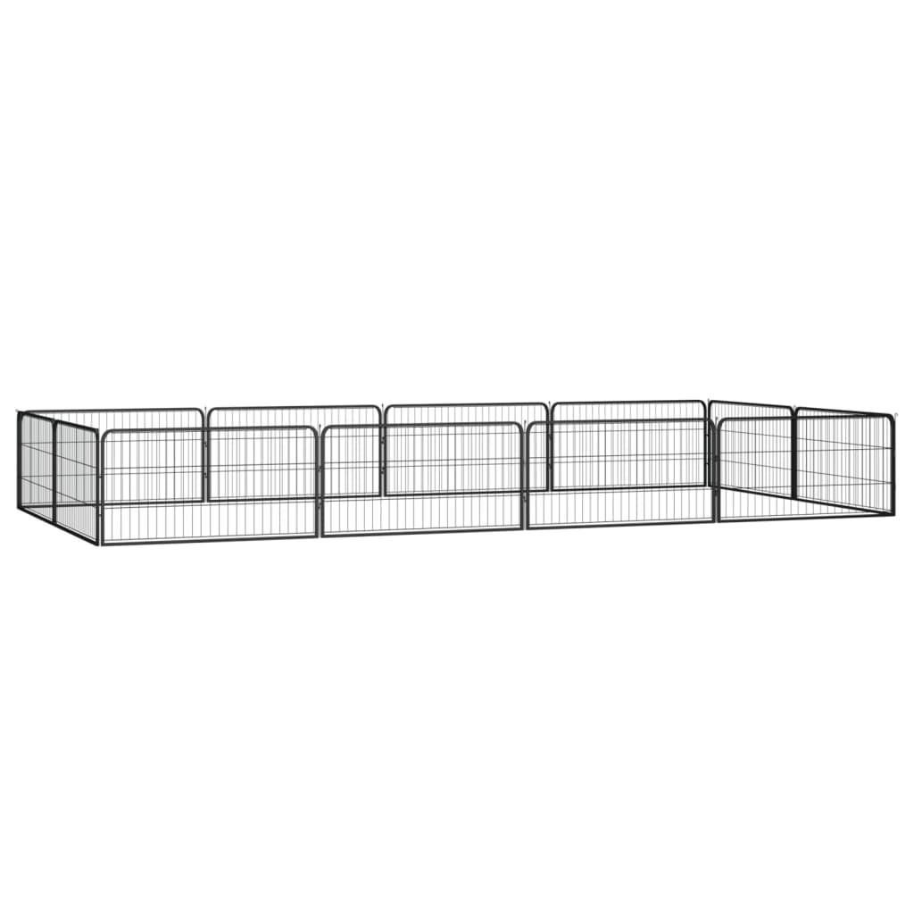 12-Panel Dog Playpen Black 100x50 cm Powder-coated Steel - Tyrell & Tyrell