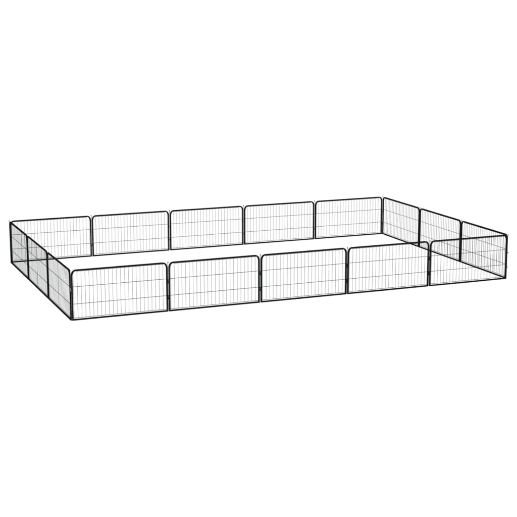 16-Panel Dog Playpen Black 100x50 cm Powder-coated Steel - Merkel Designers
