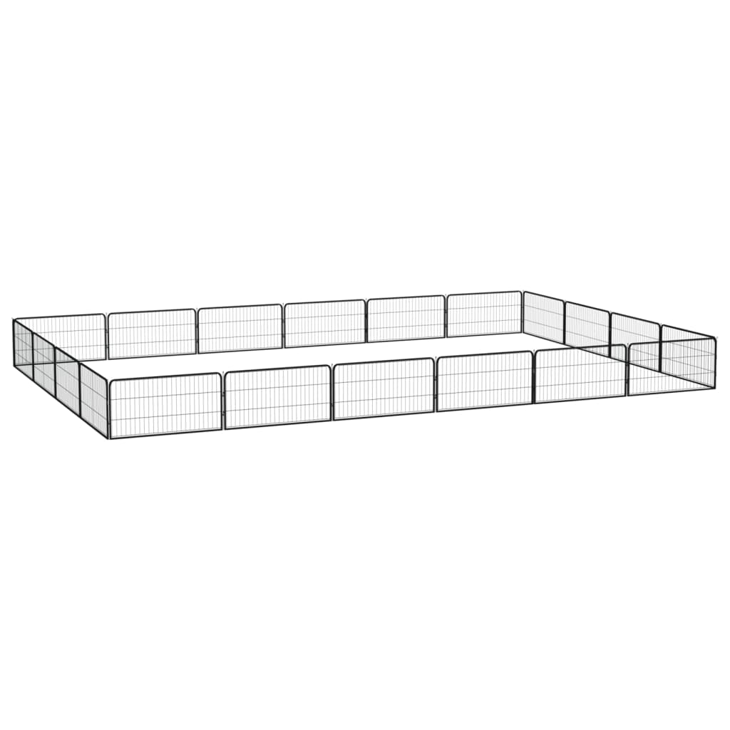 20-Panel Dog Playpen Black 100x50 cm Powder-coated Steel - Style and Chic