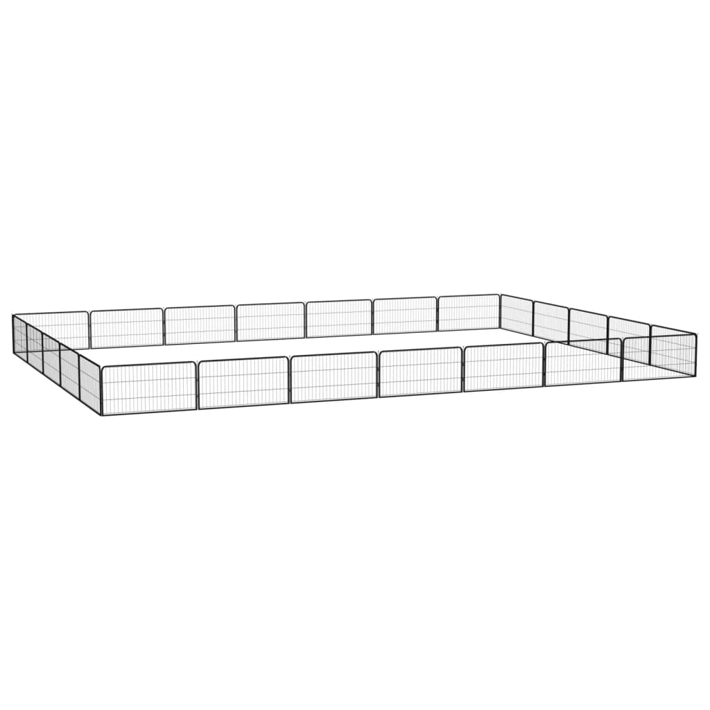 24-Panel Dog Playpen Black 100x50 cm Powder-coated Steel - Millennium Furniture