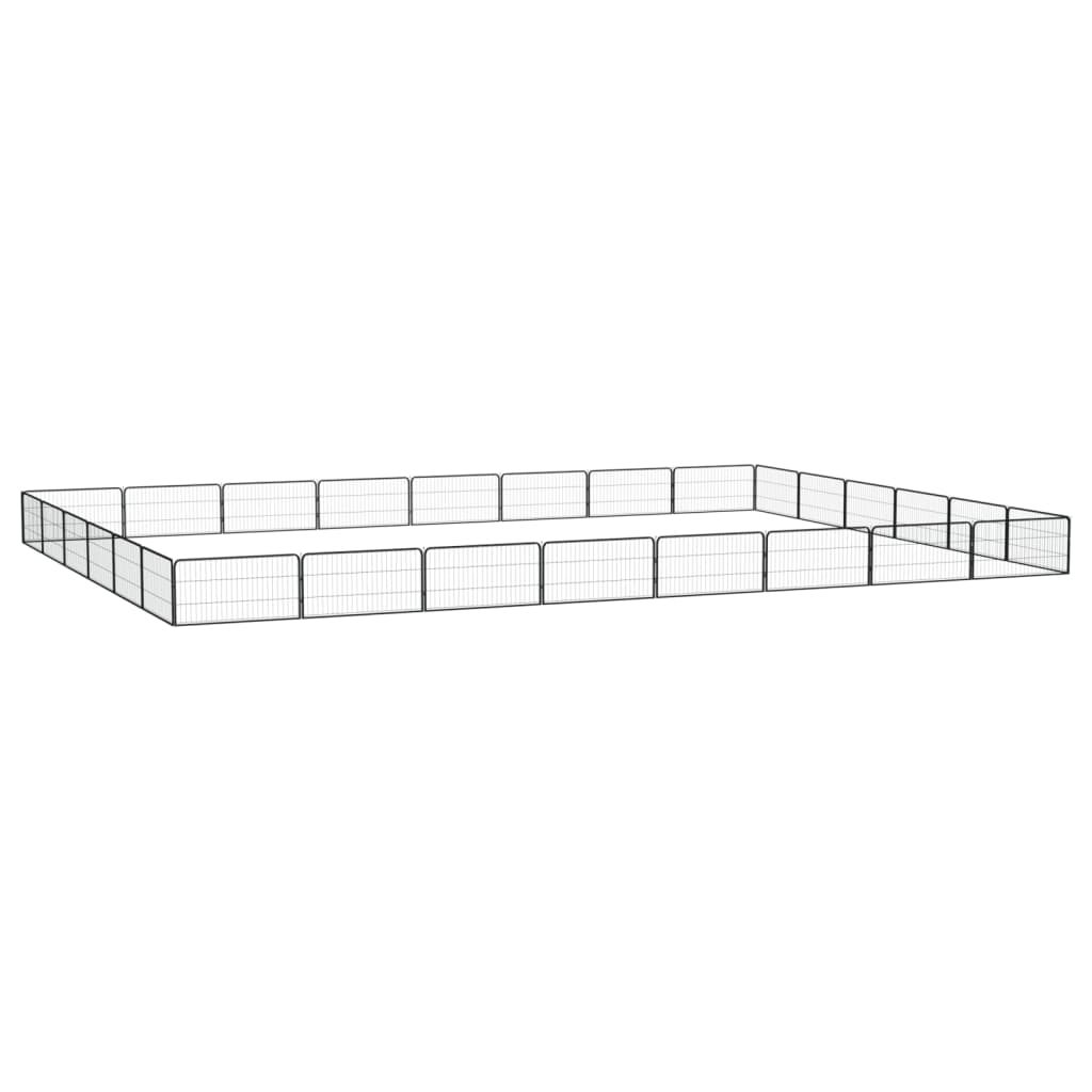 28-Panel Dog Playpen Black 100x50 cm Powder-coated Steel - R and M Furniture