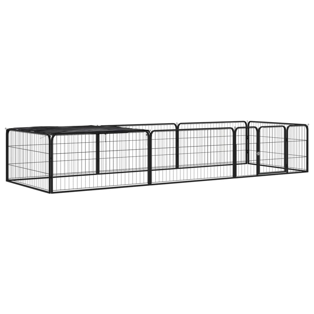 8-Panel Dog Playpen Black 100x50 cm Powder-coated Steel - Merlin Deals
