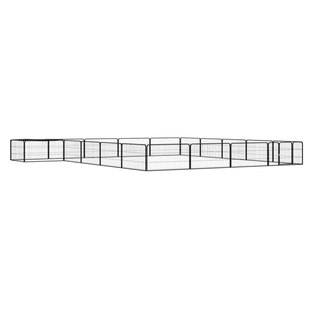 20-Panel Dog Playpen Black 100x50 cm Powder-coated Steel - Style and Chic