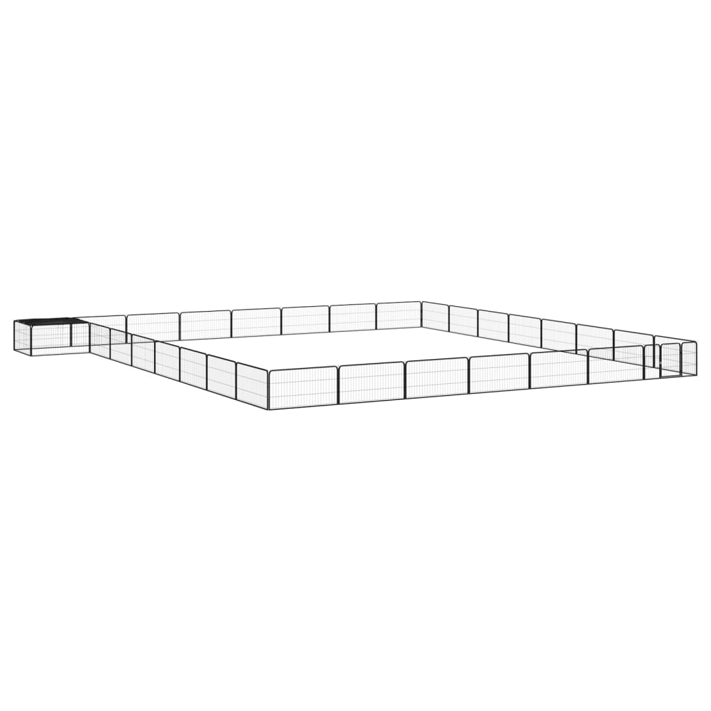 32-Panel Dog Playpen Black 100x50 cm Powder-coated Steel - The Home Maker
