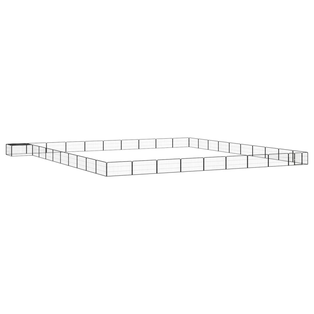 40-Panel Dog Playpen Black 100x50 cm Powder-coated Steel - Unbeatable Bargains