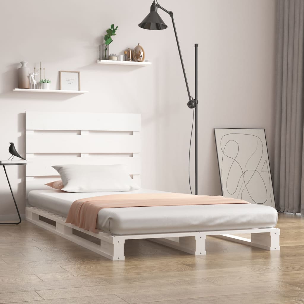 Bed Frame White 90x200cm Solid Wood Pine - Millennium Furniture