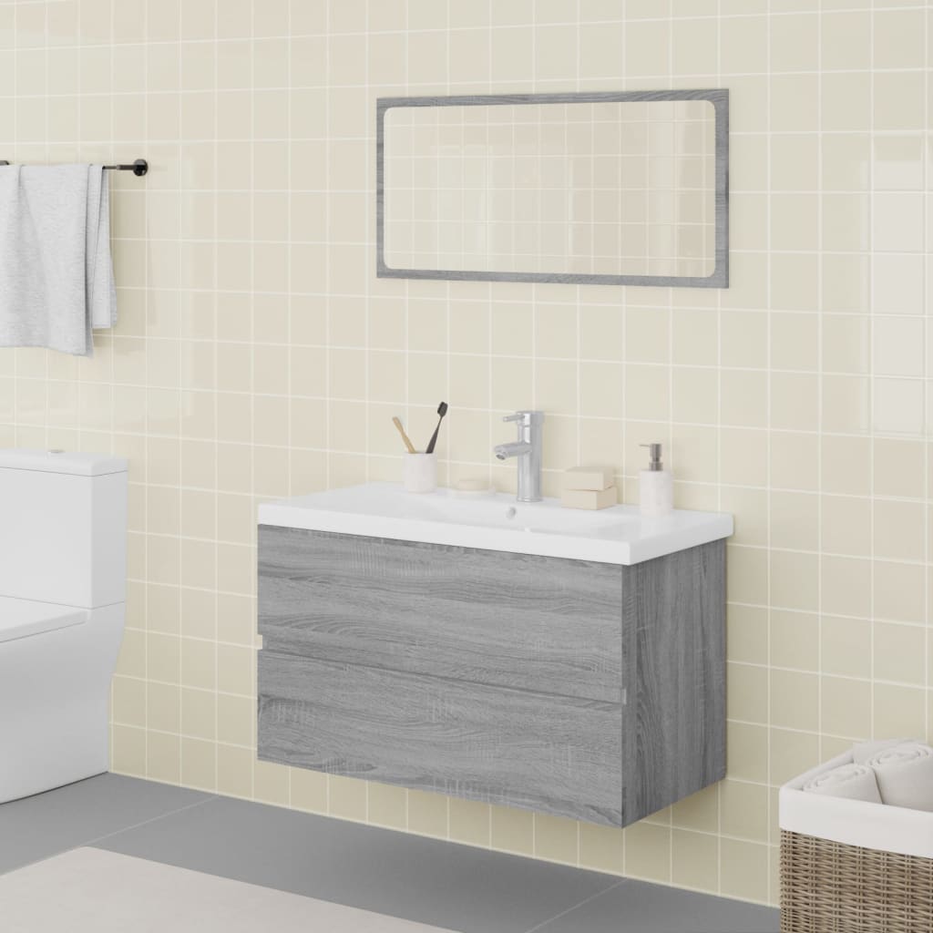 Bathroom Furniture Set Grey Sonoma Engineered Wood - All Things Good