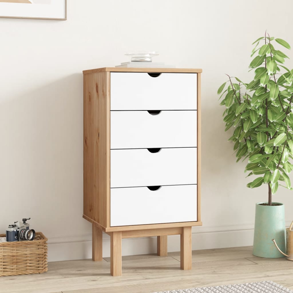 OLIVER Oak Finish Chest of Drawers - Tallboy, Small-sized, 4 Drawers - Merlin Deals