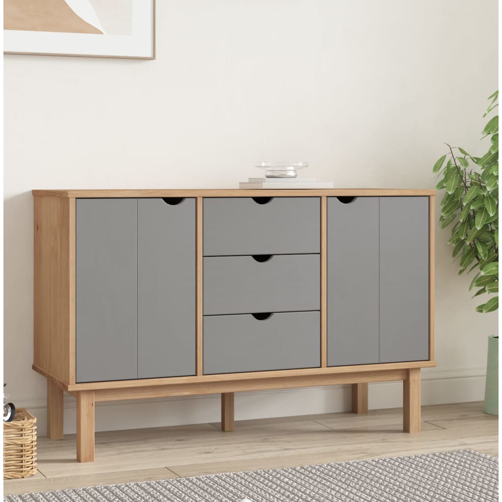 Sideboard OTTA Brown and Grey 113.5x43x73 cm Solid Wood Pine - Direct Imports
