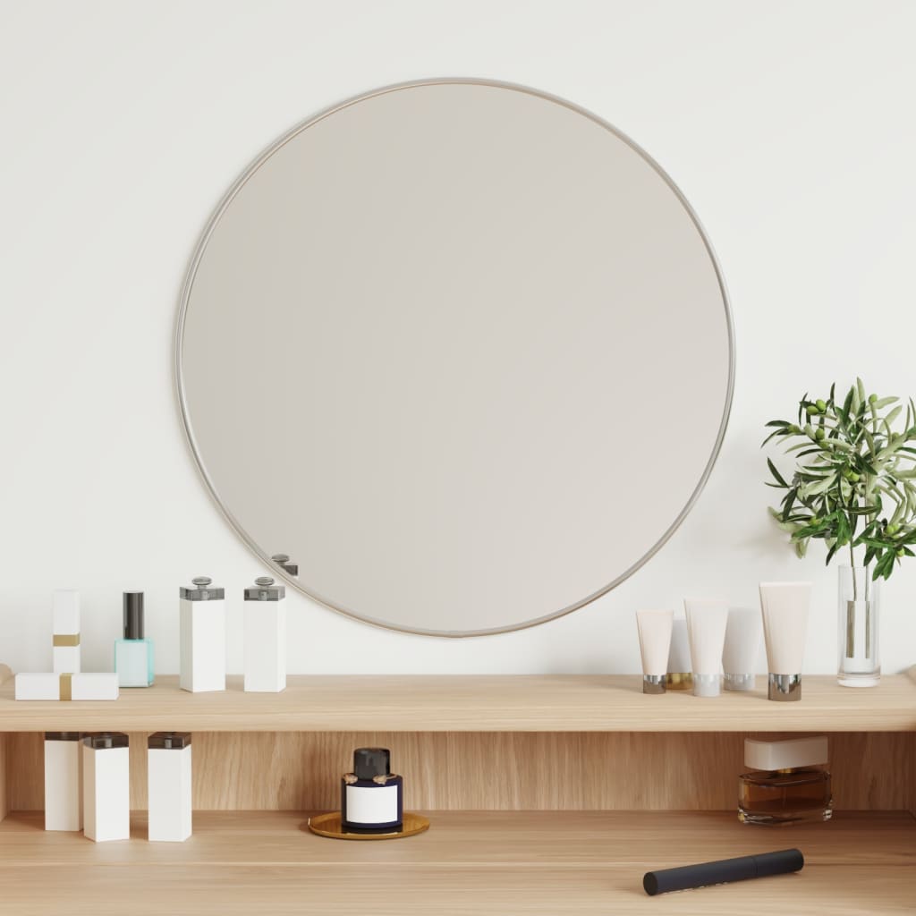 Wall Mirror Silver 50cm Round - Unbeatable Bargains