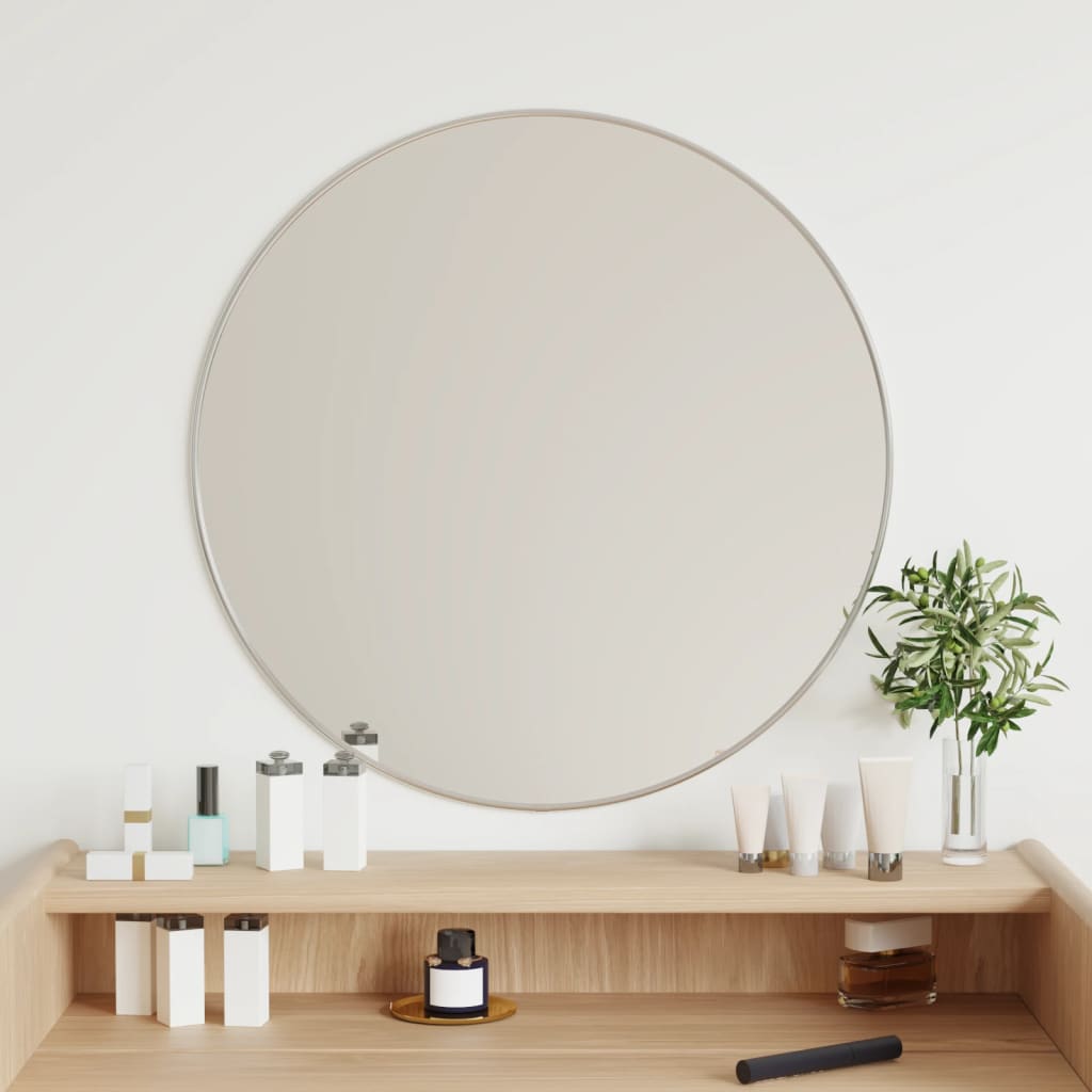 Wall Mirror Silver 60cm Round - Decor Base