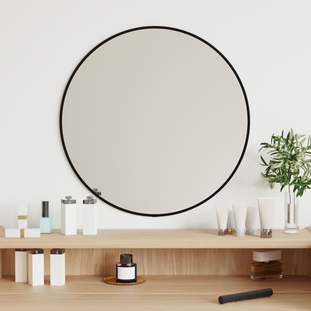 Wall Mirror Black 50cm Round - Direct Imports