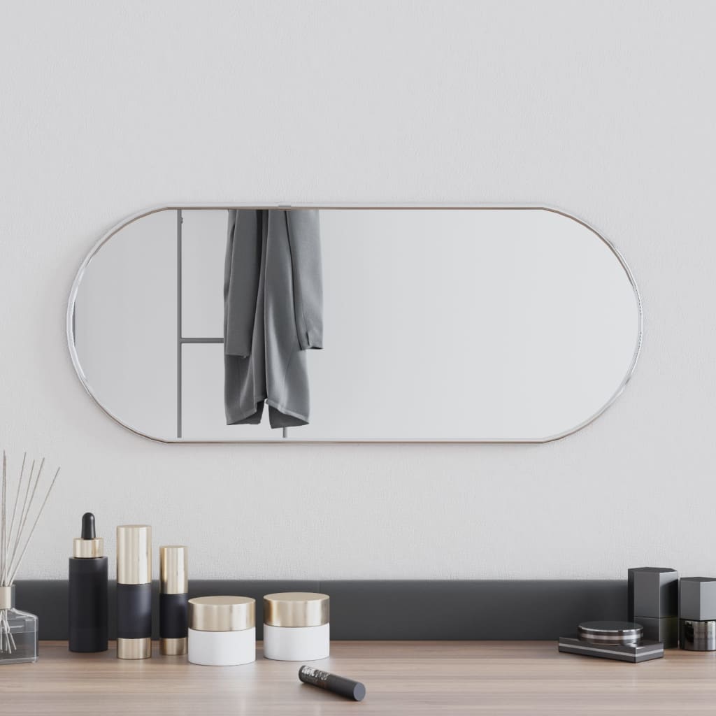 Wall Mirror Silver 60x25cm Oval - R and M Furniture