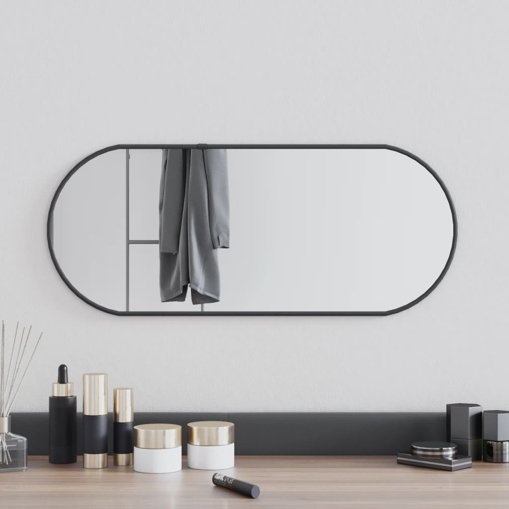 Wall Mirror Black 60x25cm Oval - Decor Base