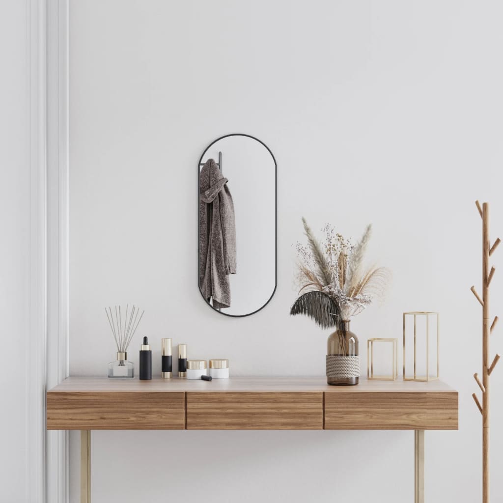 Wall Mirror Black 70x30cm Oval - Sid & Sam