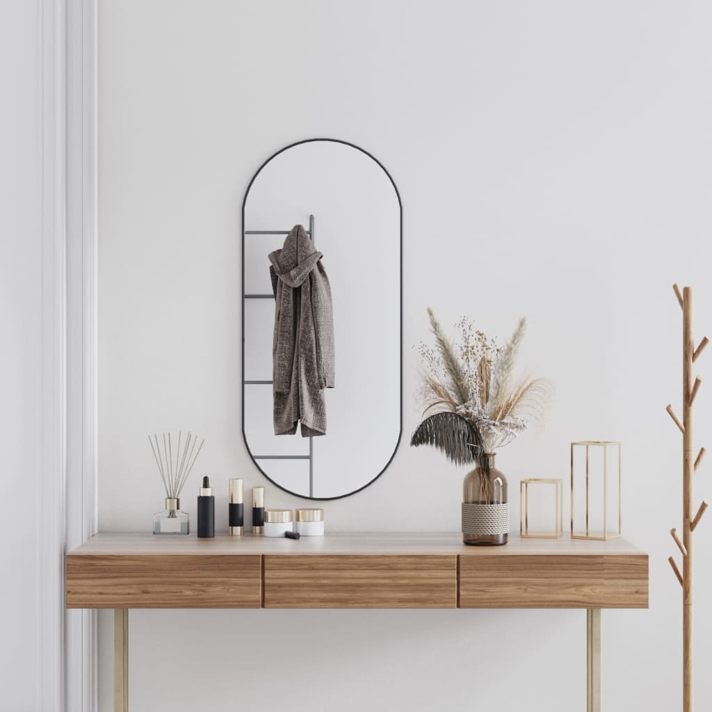 Wall Mirror Black 100x45cm Oval - Discount Dealers
