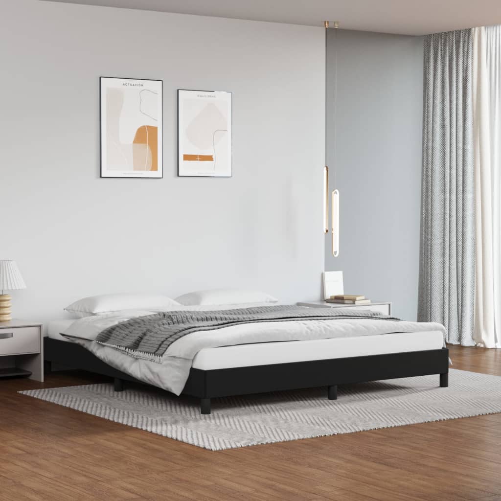 Bed Frame Black 180x200 cm 6FT Super King Faux Leather - The Home Maker