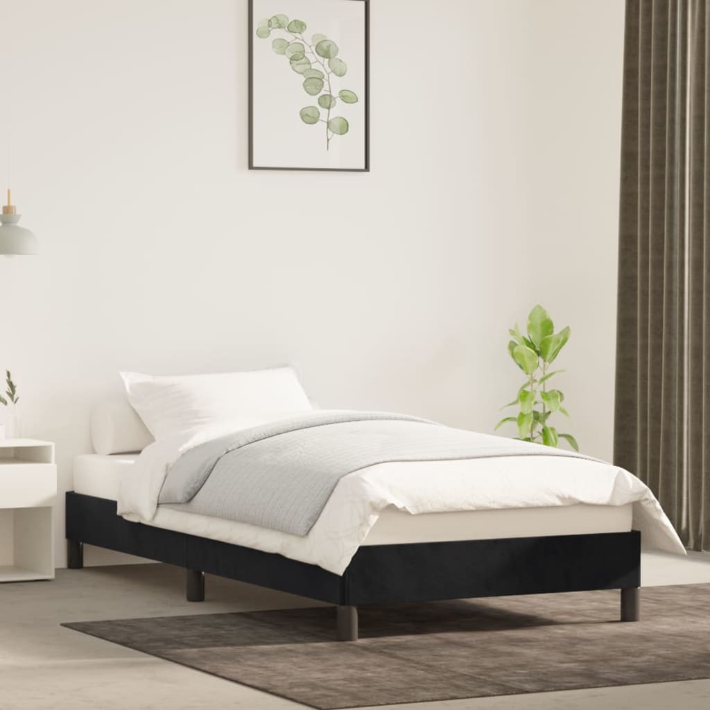Bed Frame Black 90x190cm 3FT Single Velvet - Millennium Furniture